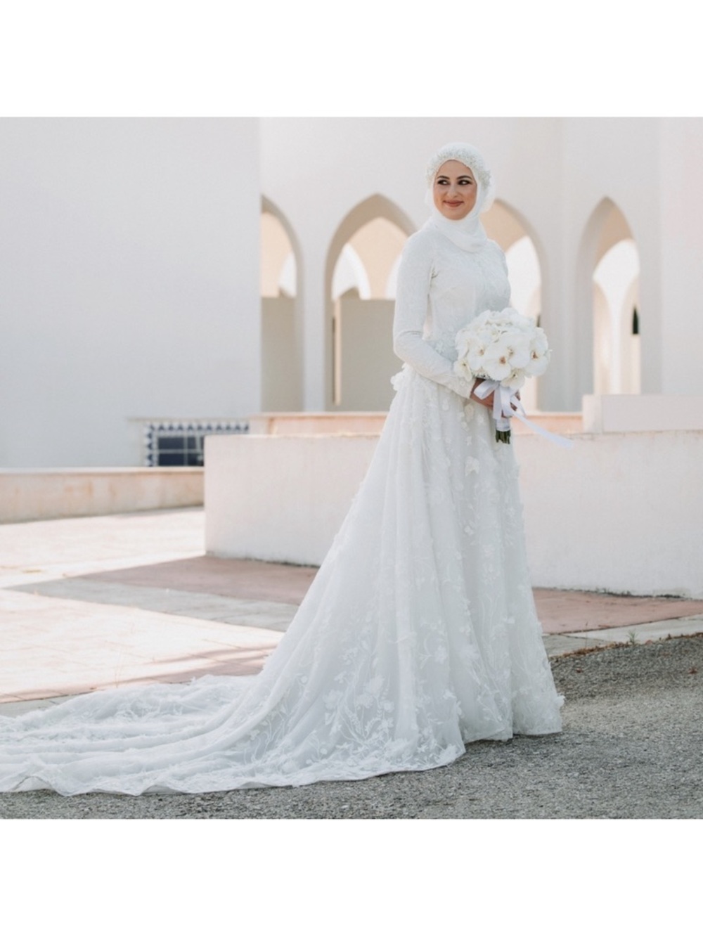 Calla Blanche custom Coreena wedding dress modest ivory long sleeve lace floral